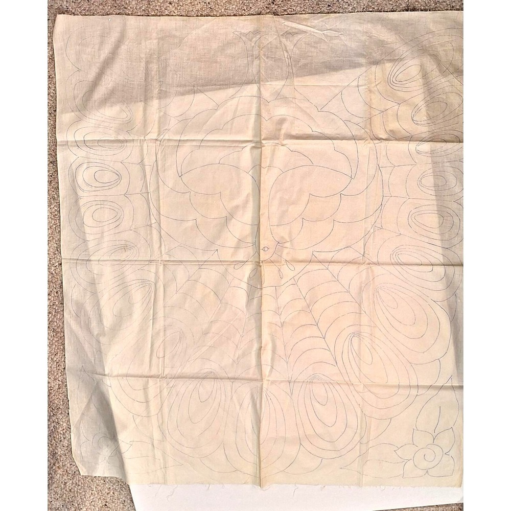 Vintage Stamped Embroidery Linen Peacock Design DIY Needlework Fabric Panel